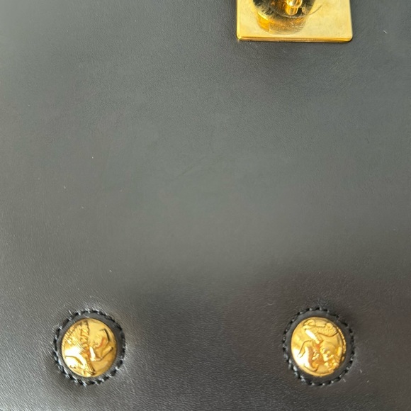 Salvatore Ferragamo Black Leather Handbag, Gold Hardware, free LV lock & key - Picture 13 of 16